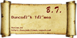 Buncsák Tímea névjegykártya